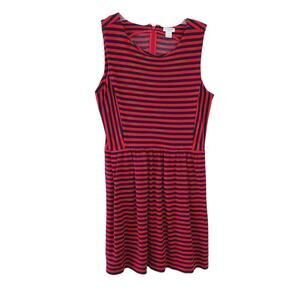 J.Crew Factory Stripe Dress Size Small Red Black Sleeveless Dress with Stretch